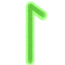 The Elder Furthark rune ᛚ or laguz, in green with a lime green outline